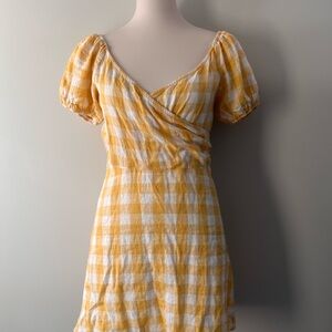 Dynamite Yellow Checkered Mini Dress
